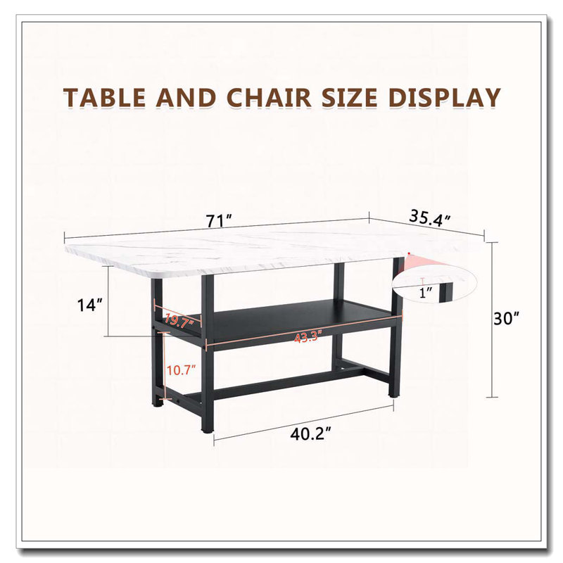 71"Long Dining Table With Shelf Storage