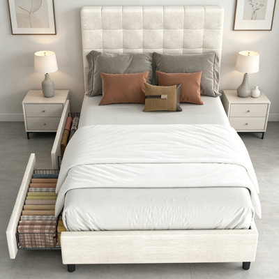 Bedroom Bed Frame with Headboard - Low Platform Bed Full Size Noise-Free No Box Spring Needed Easy to assemble (Bed frame only)