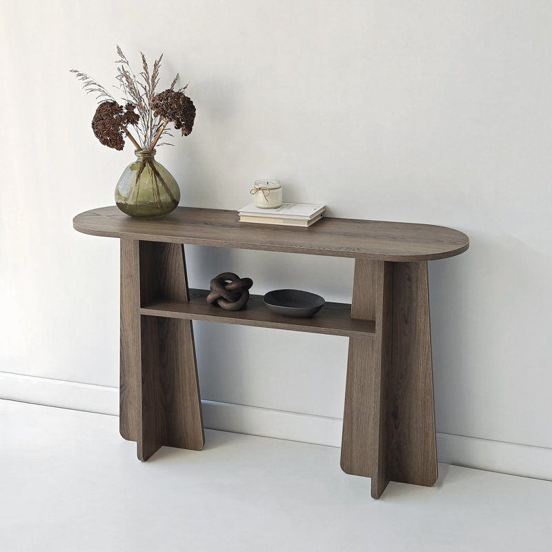Arco Modern Console Table with Open Shelf and Walnut Finish 47.2" W