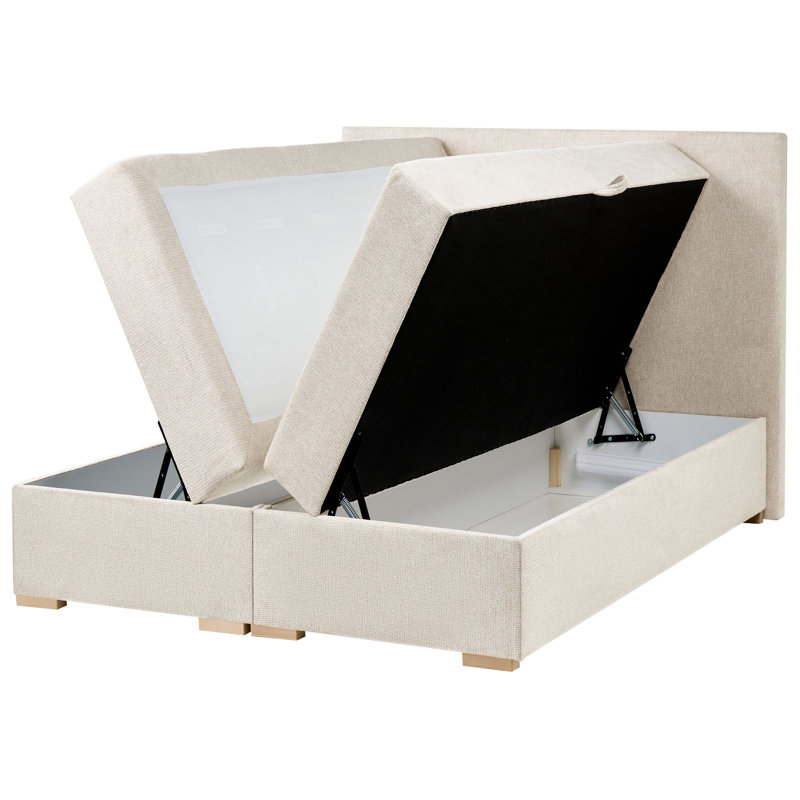 Upholstered Bed with Mattress, 120 x 200cm, Light Beige
