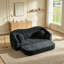 Canapé inclinable à compression courbée convertible, canapé-lit 2 en 1 escamotable, avec base escamotable et siège profond, comprend deux coussins, fauteuil inclinable en chenille deux places-1008685963