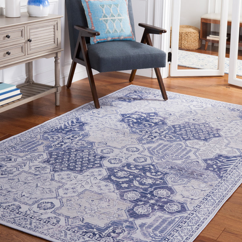 Tapis gris / bleu marine Ziebarth, Rectangle de 5 pi x 8 pi