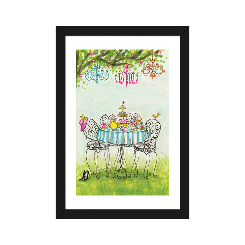 Art de jardin tea party, H 24 po x l 16 po x P 1 po, Papier avec cadre noir