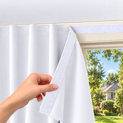 Self-Adhesive Blackout Window Curtain, No-Drill No-Rod Design, Easy to Install Privacy Shade for Bedroom, Nursery, Living Room and Home Office