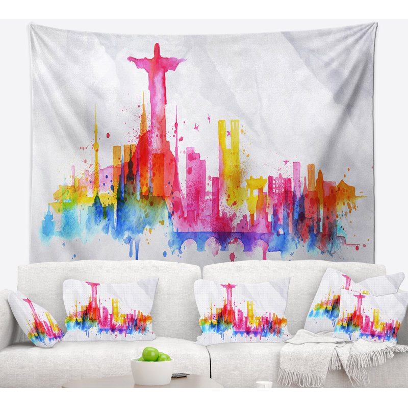 Rio de janeiro skyline tapisserie Cityscape, H 32 po x l 39 po