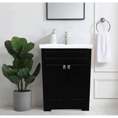 Modern 24 inch Black Bathroom Vanity with Undermount Ceramics Sink