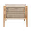Sièges de loisirs en corde beige et bois avec une conception légère et confortable, une largeur spacieuse et des caractéristiques ergonomiques