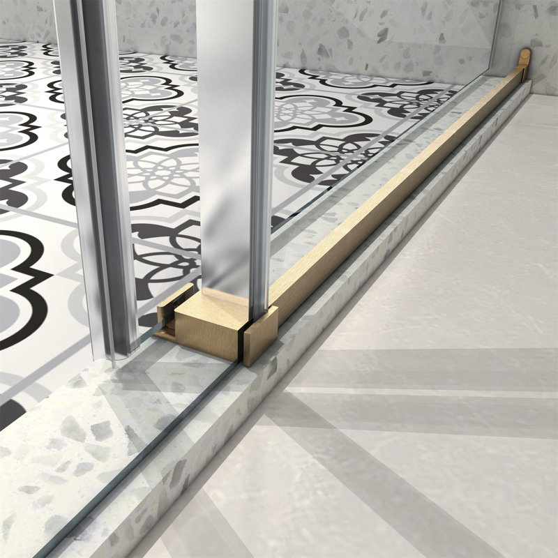 60*63 Brushed Gold Frameless One Fixed And One Shifted Shower Door,70MM 304 Stainless Steel Large Pulleys With Adjustable Soft Closing Function,With Nano Easy Cleaning,Stick Explosion-Proof Menbrance