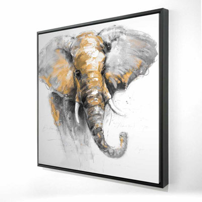 Toile - Magnifique éléphant doré pour la décoration intérieure