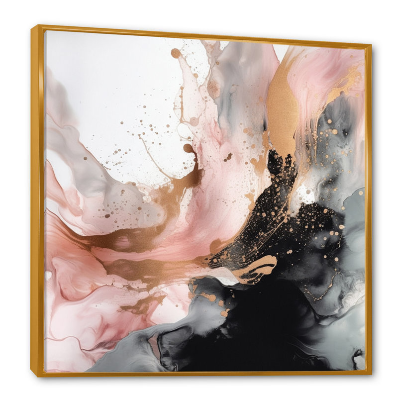 Texture de marbre rose doré IV - impression sur toile de marbre abstrait, H 30 po x l 30 po x P 1 po