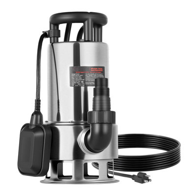 Pompe de puisard submersible 1 HP, 5500 GPH, pompe à eau immergée en acier inoxydable avec interrupteur à flotteur automatique, cordon long, 30 pieds de levage maximum, pour les piscines, le jardin, l'étang et les zones inondées