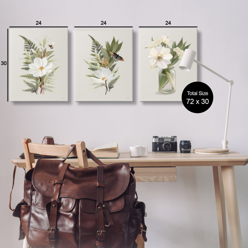 Ensemble de toiles 3 pièces Country Magnolia, conçu par House Fenway, H 30 po x l 24 po