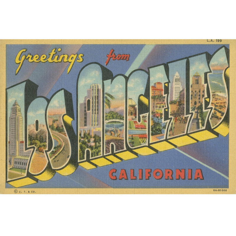 Greetings From Los Angeles - Wrapped Canvas Print, 30cm H x 46cm W 