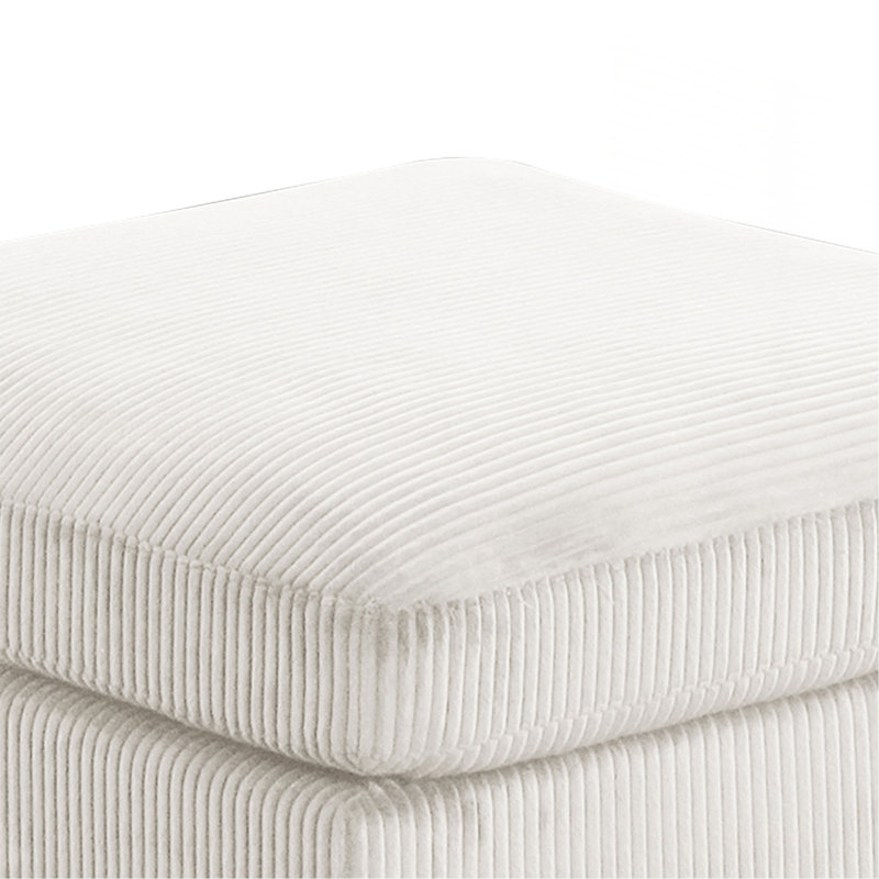 Tissu de velours côtelé de style moderne Bentley revêtu de tissu OTTOMAN avec structure en bois (seulement OTTOMAN), Crème