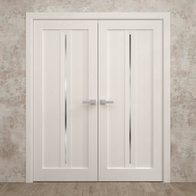 Interior Solid French Double Doors | Ego 5014 | Wood Interior Solid Panel Frame | Closet Bedroom Modern Doors