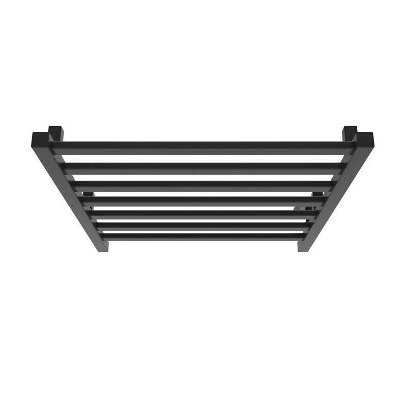 Chauffe-serviettes électrique mural 24 po x 27 po Kontour - noir mat, câblé, rails carrés, H 27 po x l 24 po x P 4 po