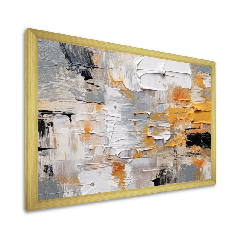 Kaleidoscope cubique beige et doré III, H 30 po x l 40 po x P 1,5 po, Encadrement doré