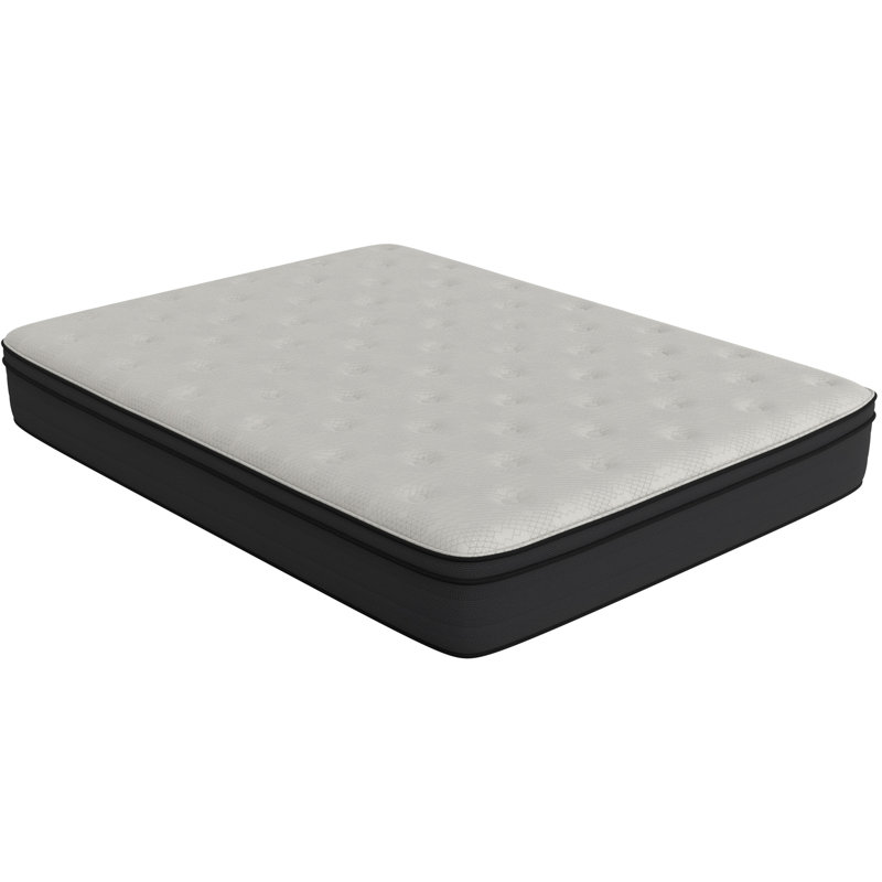 Très grand matelas ferme 12 po Euro - Profondeur 70,33 po blanc / noir Mousse de lit blanc + noir dans une boîte