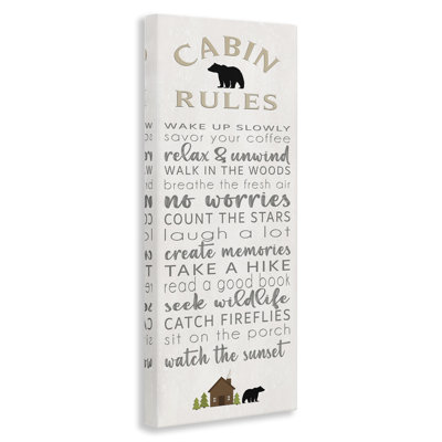 Toile «Fun Adventure Cabin Rules», conception par Seven Trees Design