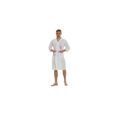 Peignoir en microfibre gaufré unisexe au-dessus du genou avec poches