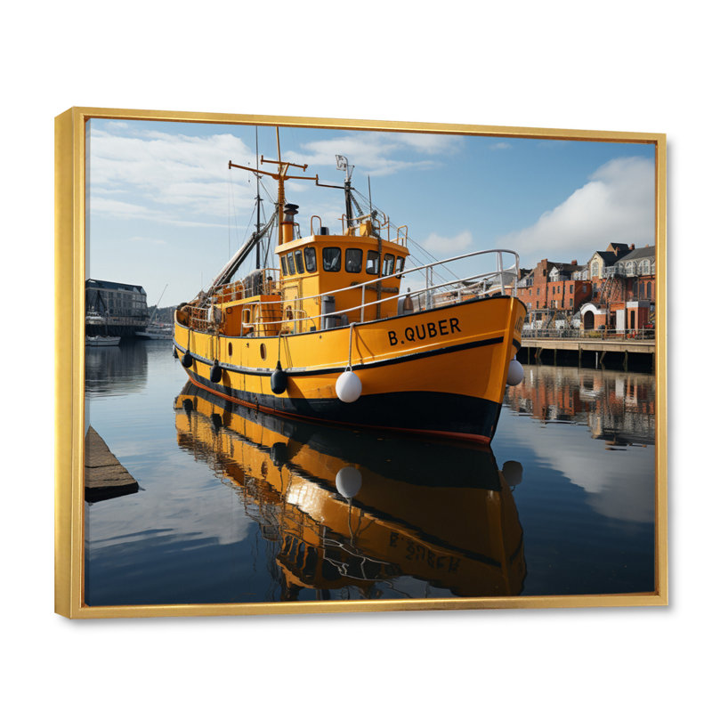 Port Quayside Contrast III sur toile, H 30 po x l 40 po x P 1,5 po, Cadre flottant doré