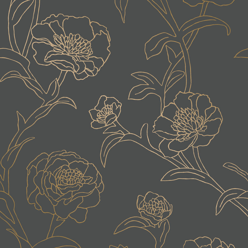 Marlee 33' L x 20.5" W Textured Peel and Stick Wallpaper Roll, 16.5" L x 20.5" W, Noir