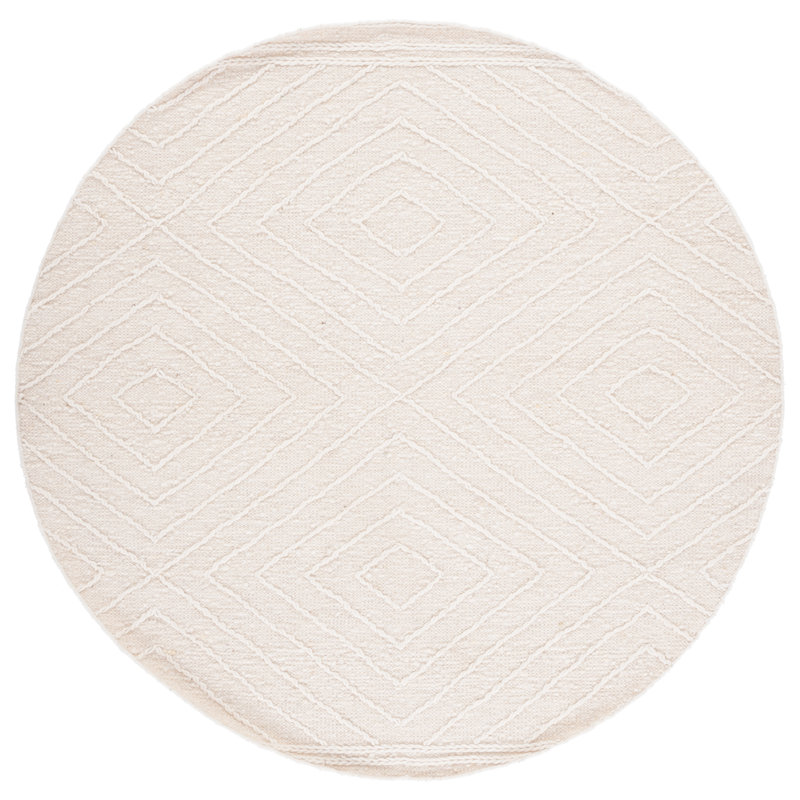Baughman Handwoven Cotton/Wool Ivory Area Rug, Round 6'