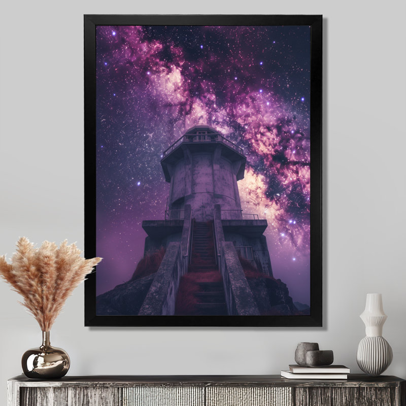 «Mauve Exploration de l'espace» Starlight I - Art mural, Toile encadrée noire simple, H 12 po x l 20 po x P 1 po