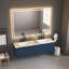 Miroir de salle de bain 60 po x 48 po à DEL avec façade et rétroéclairage, miroir de meuble-lavabo mural avec cadre en aluminium, antibuée, mémoire, 3 couleurs, gradation continue-865201574-865201579