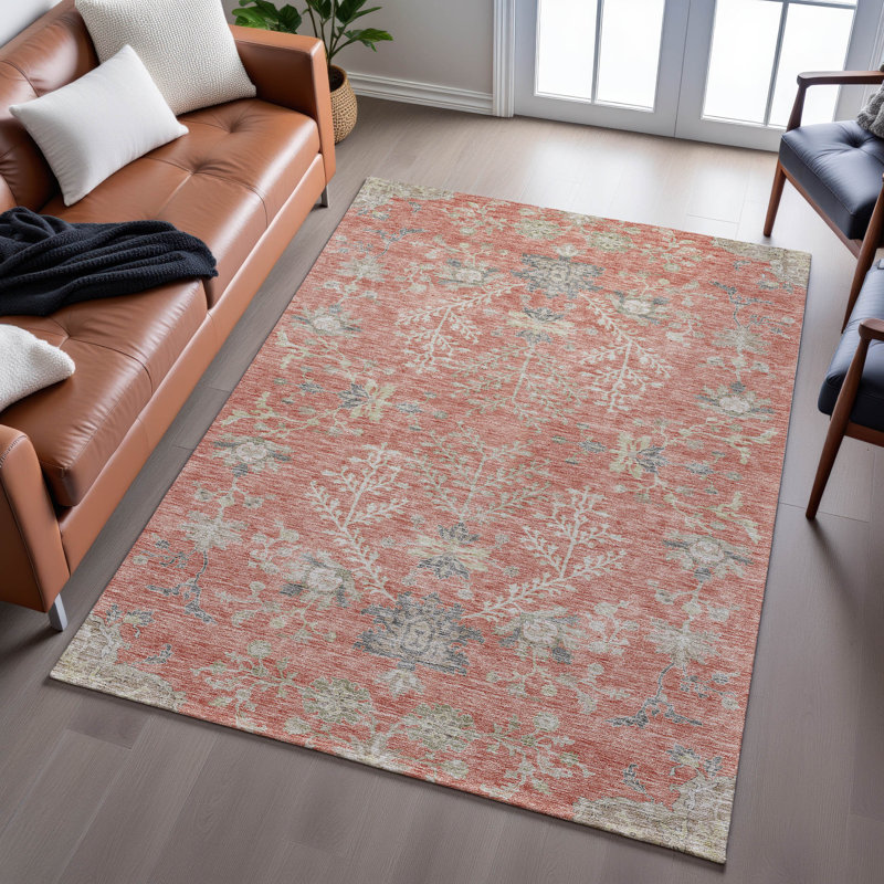 Tapis floral Gurubaksh AMF1156 lavable à la machine de qualité supérieure, Rectangle 10 pi x 14 pi