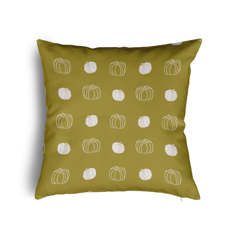 Pumpkin Pattern Accent Pillow with Insert, Muted Gold, 24" H x 24" W
