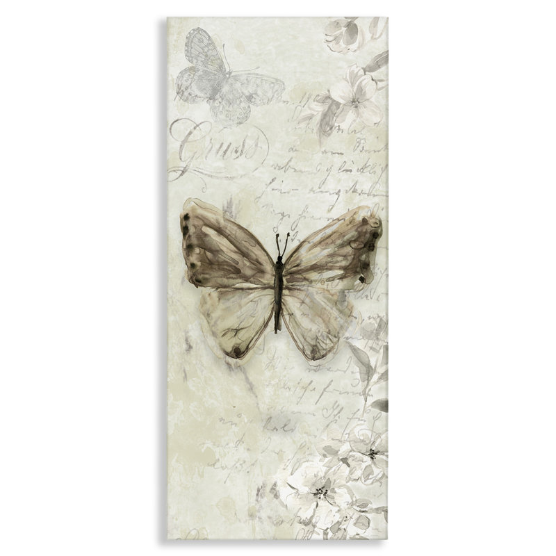 Art mural rétro sur toile à motif de papillons par Carol Robinson, H 24 po x l 10 po