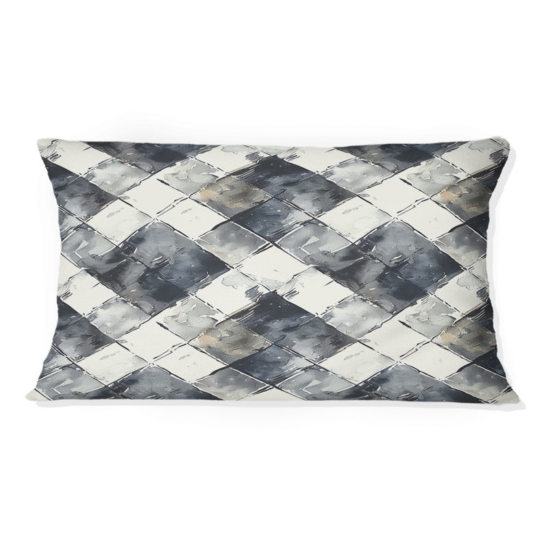Imprimé vichy gris et blanc - coussin lombaire traditionnel