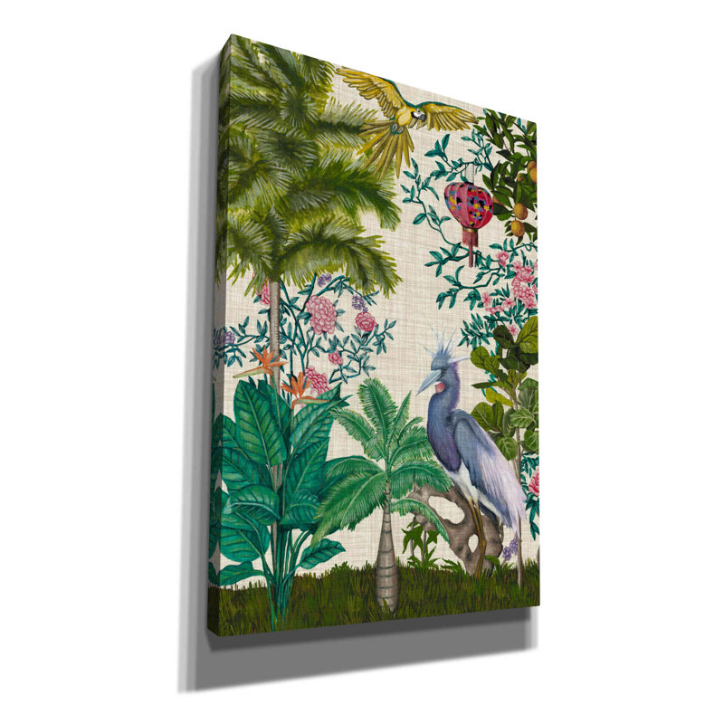 «Paradis Chinoiserie I» par Naomi McCavitt, art mural sur toile, H 18 po x l 12 po x P 0,75 po