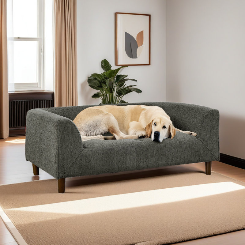 Canapé pour animaux de compagnie avec dossier et accoudoirs, canapé pour animaux de compagnie rectangulaire moderne convenant aux chiens de taille moyenne et grande, canapé pour chien confortable à coussin souple