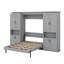 Lit escamotable avec armoires de rangement coulissantes doubles, conception de lit mural caché, deux tablettes latérales à 6 niveaux, système de lit mural à grande capacité pour des maisons modernes et multifonctionnelles-1217275255