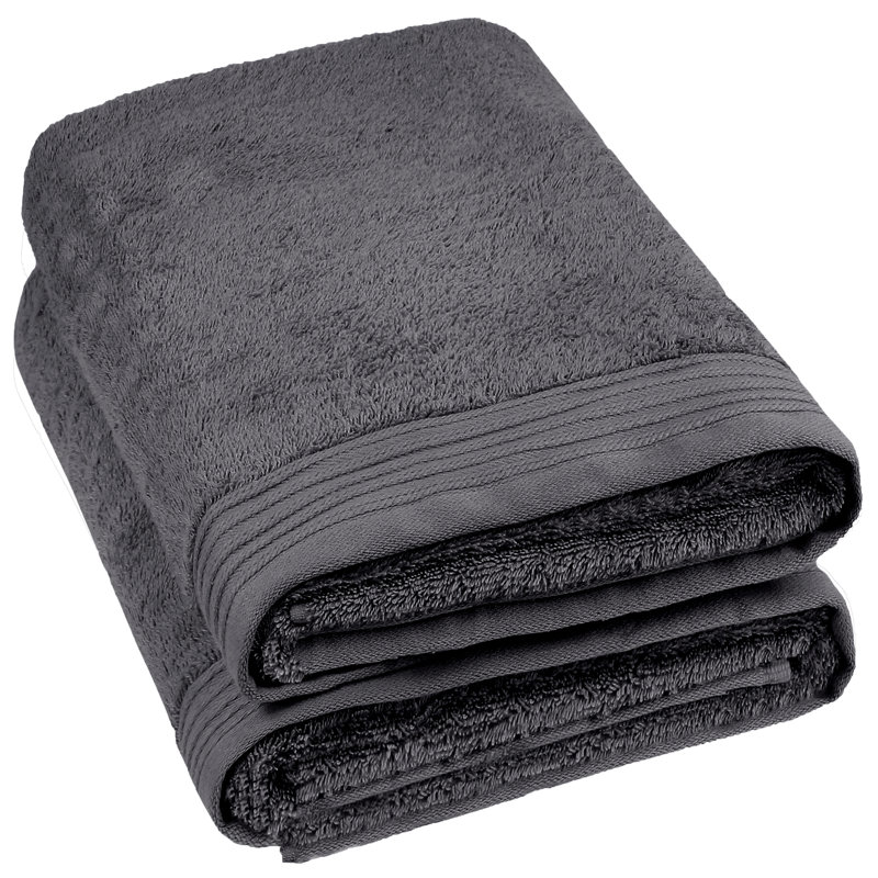 Ensemble de serviettes de bain 100% coton 2 pièces Lorena, Gris foncé