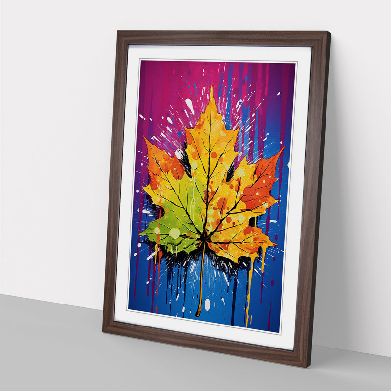 Leaf Pop - Single Picture Frame Print on Wood, Walnut Framed, 46cm H x 34cm W x 2cm D
