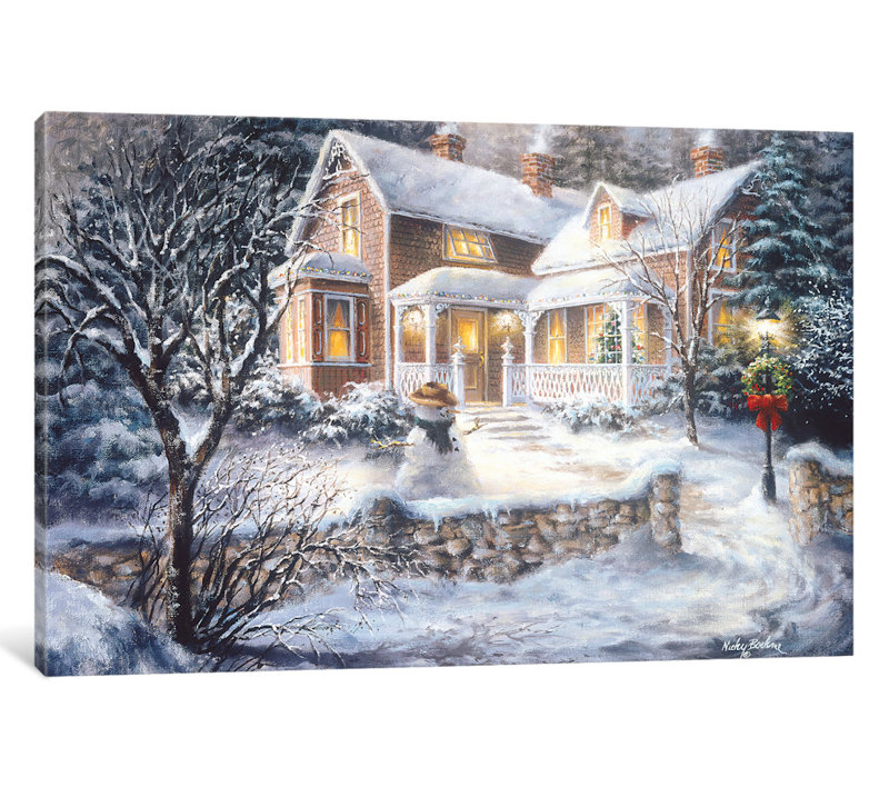 « winter’welcome », reproduction d’art sur toile, H 26 po x l 40 po x P 1,5 po