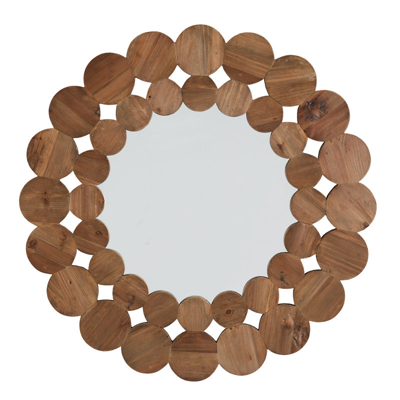 Alikee Solid Wood Flat Wall Mirror, 39.4" x 39.4", Natural