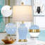 Lampes de table en pot 23 po en céramique avec abat-jour en tissu blanc et ampoules DEL 23 po-879609716