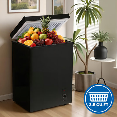 3.5 Cu.Ft Chest Freezer With Adjustable Temperature Controls With Hanging Baskets Electronic Control(-0.4°F to 32°F), Top Door Open Freezer