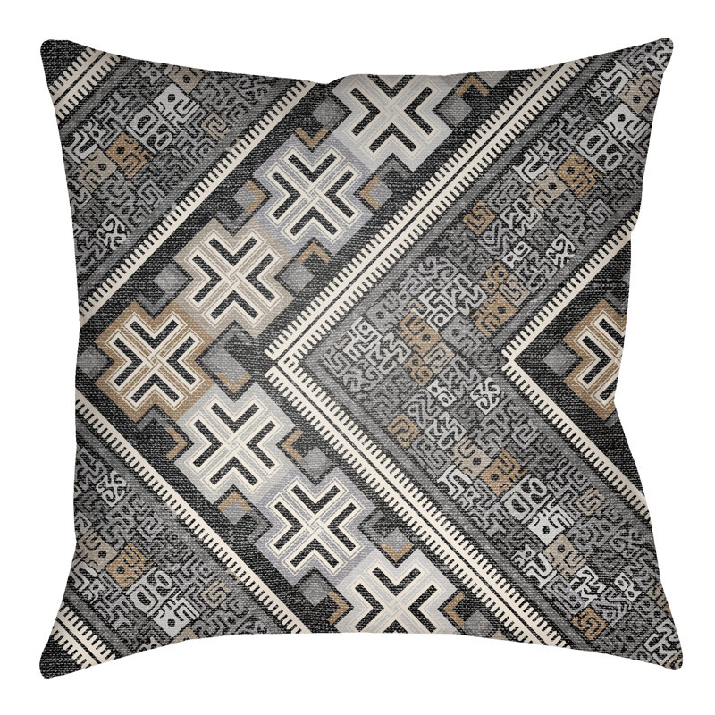 Lolita Daffodil Indoor/Outdoor Geometric Throw Pillow, 16" H x 16" W, Gray/Light Gray
