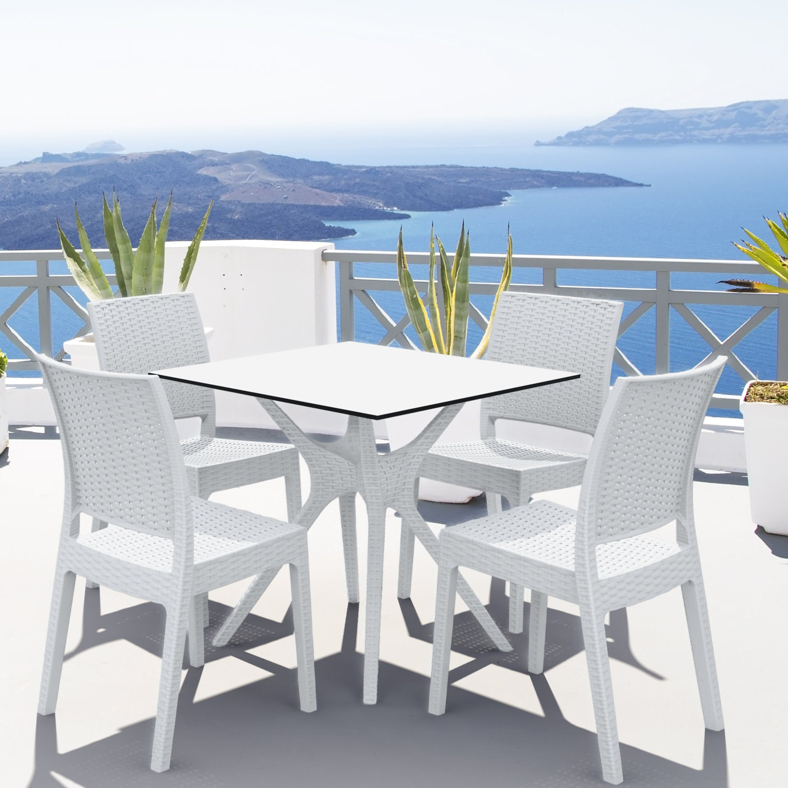 Farrah 31" Patio Dining Table, White