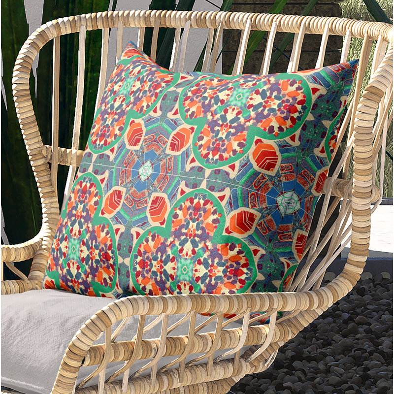 Housse de coussin carré et insert, 20 po X 20 po, Orange/vert