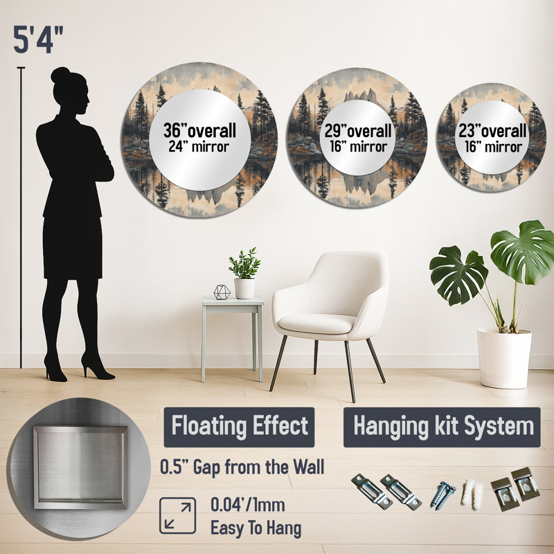 Miroir d'appoint mural, 29 po x 29 po