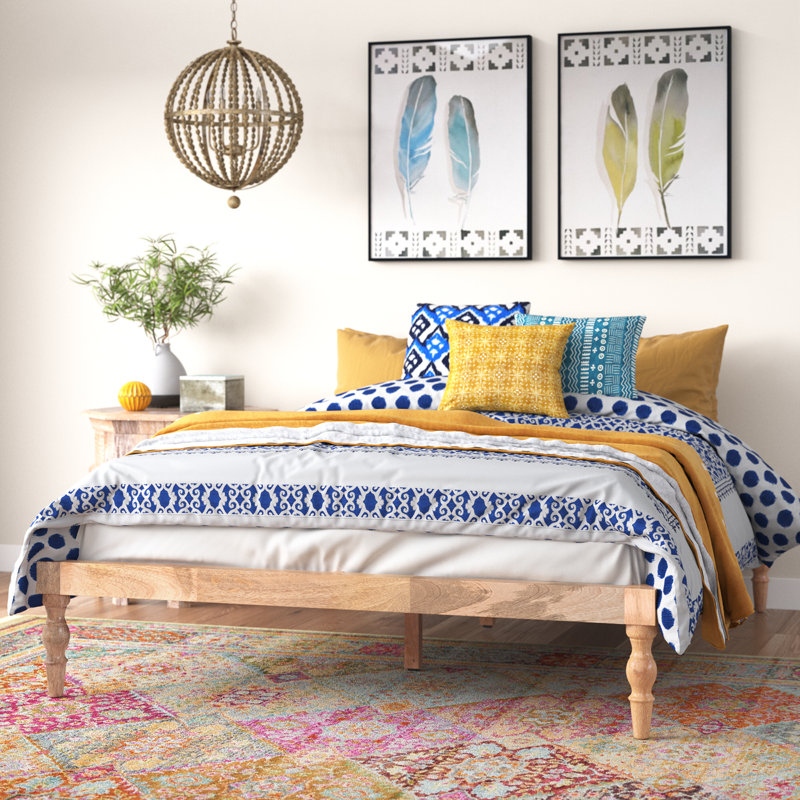 Barroso Solid Wood Queen Platform Bed in Natural, Natural, Queen