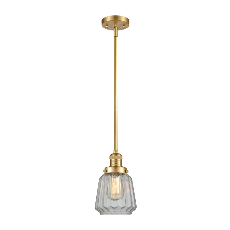 Luminaire à pot simple 1 lumières Vinson, Transparent, Or satiné