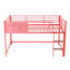 Lit simple en métal avec garde-corps de sécurité et support latéral, cadre de lit pour enfants, aucun sommier requis, assemblage facile, rose