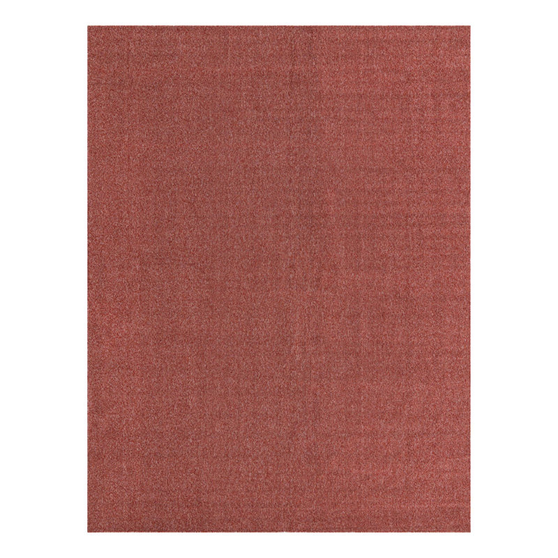 Everyday Solid Machine Woven / Power Loomed Performance Rust Red Rug, Rectangle 9' x 12'